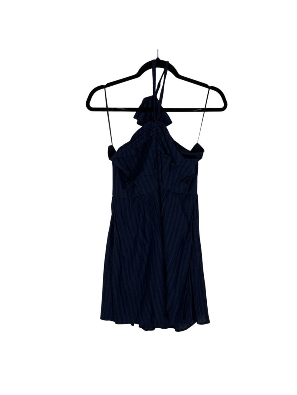 Draper James Women M Navy Blue Striped Nautical Pockets Halter Mini Sundress NWT